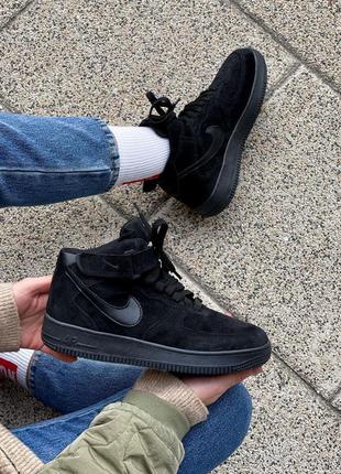 Кроссовки nike air force classic hight black suede