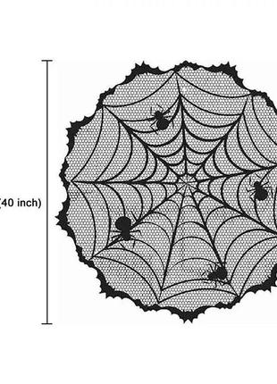 Скатерть на хэллоуин круглая "паутина с пауками" - диаметр 100см, полиэстер2 фото