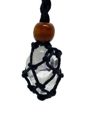 💎✨ хіт 2021! плетений кулон-сіточка в стилі макраме на шнурку з натуральним каменем кварц2 фото