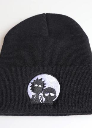 Шапка рик и морти черная с черно белым принтом rick and morty limited edition