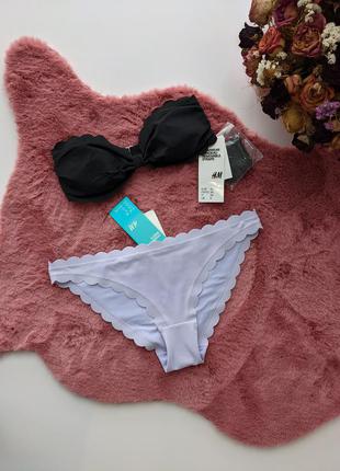 Новий купальник роздільний h&m чорний верх бузковий низ