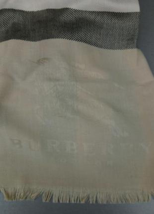 Burberry шарф женский кашемировый тонкий бежево серый4 фото