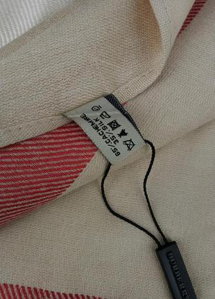 Burberry шарф женский кашемировый тонкий бежево серый6 фото