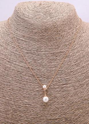 Цепочка xuping позолота 18к с жемчужиной и белыми стразами