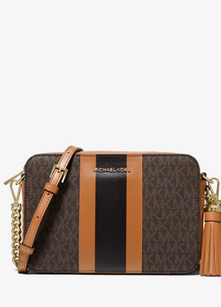 Сумка через плече ginny в смужку з логотипом середнього розміру michael kors оригінал