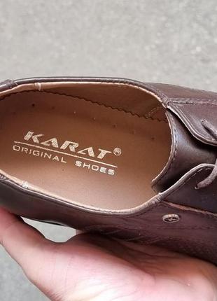 Мужские летние кожаные туфли коричневого цвета на шнурке tm karat!!!4 фото