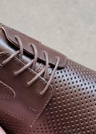 Мужские летние кожаные туфли коричневого цвета на шнурке tm karat!!!2 фото