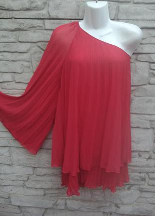 Распродажа!!! нарядная плиссированная блуза на одно плечо с длинным рукавом topshop4 фото