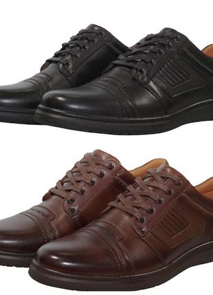 Кожаные мужские прошитые коричневые туфли на шнурках тм bumer!!!4 фото