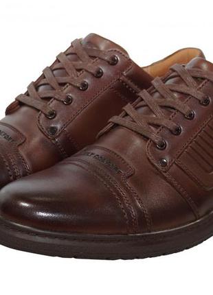 Кожаные мужские прошитые коричневые туфли на шнурках тм bumer!!!2 фото