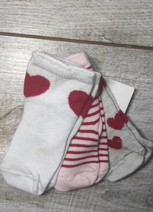 Комплект носочков для девочки  на 0-6 м.( набір з 3 пар шкарпеток для дівчинки )