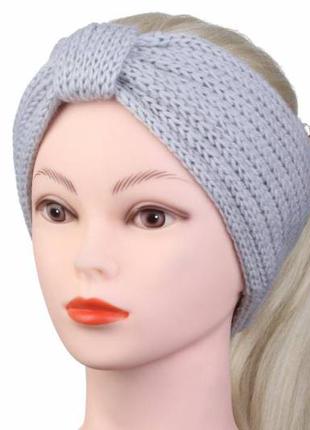 Повязка на голову женская шерстяная бледно-сиреневая 1-185669