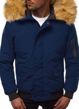 Зимняя темно-синяя мужская куртка2 фото