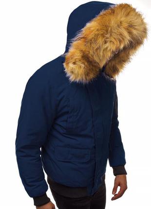 Зимняя темно-синяя мужская куртка4 фото