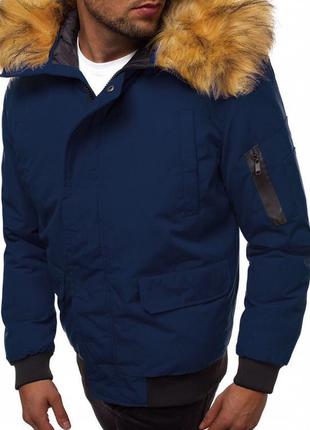 Зимняя темно-синяя мужская куртка3 фото