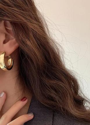 Серьги серёжки кольца широкие в золоте и серебре5 фото