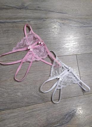 10/38/s, кружевные трусики стринги с прорезью новые, комплект