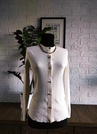 Massimo dutty  кофта кардиган белая, шелк,рубчик,р.m, 38