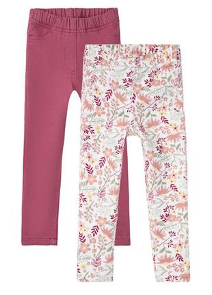 Джеггинсы джинсовые розовые, принт цветочный 98-104, 110-116 см девочке lupilu 008701 фото