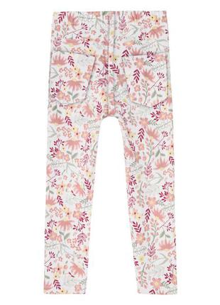 Джеггинсы джинсовые розовые, принт цветочный 98-104, 110-116 см девочке lupilu 008703 фото