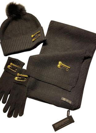 Шикарний шерстяний комплект на зиму (шапка, рукавички, шарф), жіночий7 фото