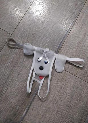 S/м, трусики стринги с собачкой с прорезью новые