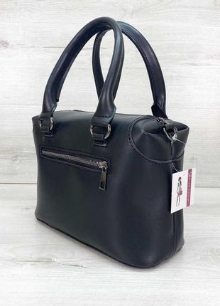 Женская сумка черная сумка среднего размера сумка с длинным ремешком сумка через плечо3 фото