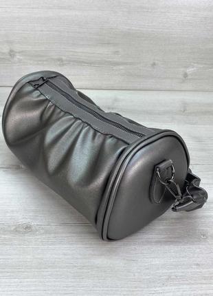 Серебряная сумка серебро сумка облако сумка багет сумка со складками сумка на плечо3 фото