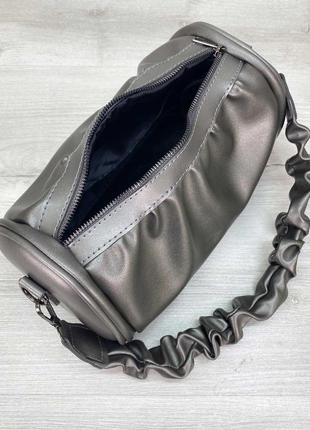 Серебряная сумка серебро сумка облако сумка багет сумка со складками сумка на плечо4 фото