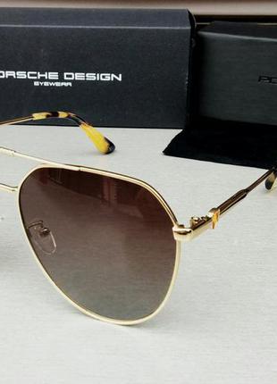Porsche design стильні чоловічі сонцезахисні окуляри коричневі краплі в золоті поляризированые