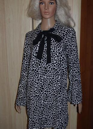 Платье рубашка, туника с воланами и бантом papaya 16 размер