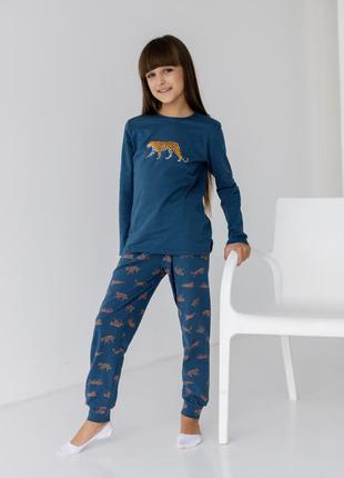 Пижама на девочку со штанами - леопард