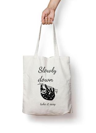 Эко сумка шоппер с ленивцем "slowly dawn"