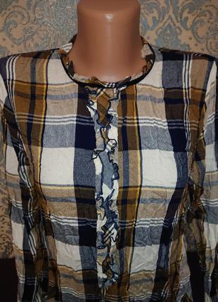 Женская блуза в клетку с рюшами блузка рубашка кофта р.s3 фото