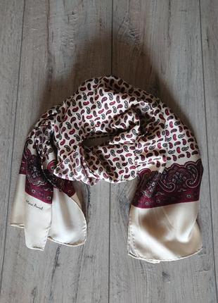 Шелковый винтажный шарф принт пейсли marc aurel 126*34 cm
