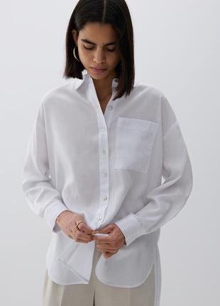 Белая удлиненная рубашка оверсайз reserved -  m