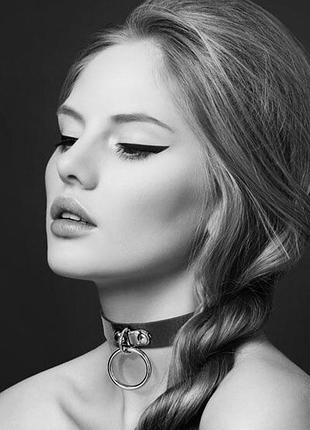 Чокер с кольцом  bijoux pour toi  black, экокожа