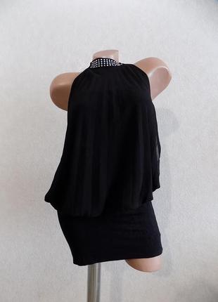 Платье-туника с шифоном черное размер 40-42