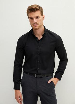 Черная мужская рубашка классическая lc waikiki/лс вайкики