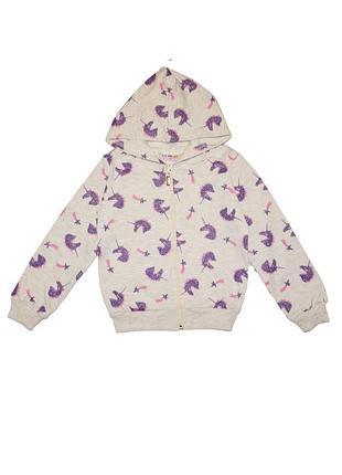 Кофта для дівчинки з начосом єдиноріг бежева