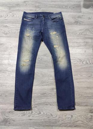 Зауженные джинсы diesel с потертостями1 фото