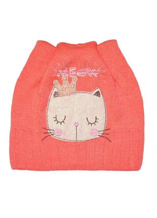 Шапка демісезонна дівчаткам миготлива з кішечкою