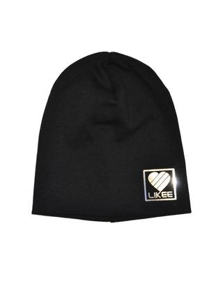 Шапка дитяча подвійна лопата «likee» чорна