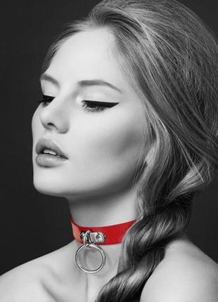 Чокер з кільцем bijoux pour toi - red, екошкіра