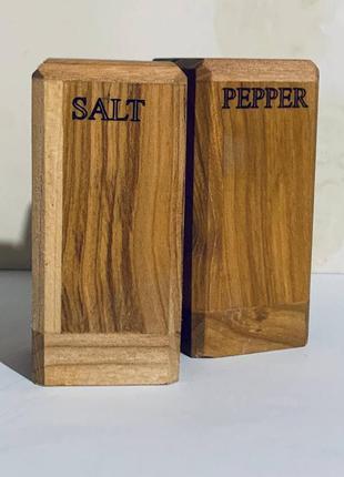 Солонка і перечниця набір спеційниць на стіл ємкості для солі та перцю з дерева8 фото