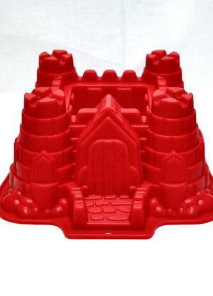 Кухонная силиконовая форма для выпечки замок фигурная красная