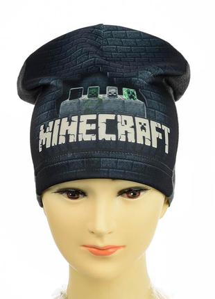 Шапка трикотажна "minеcraft" темно-сірий