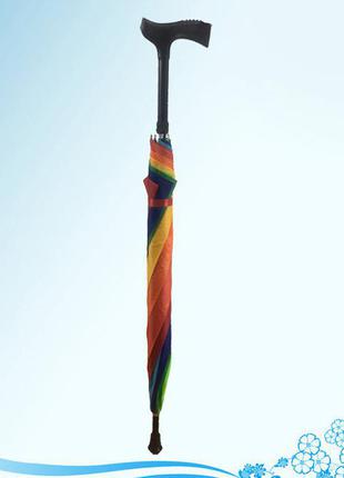 Большой разноцветный зонт трость полуавтомат2 фото