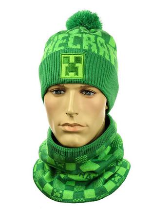 Зимний  комплект "minecraft" зелений  рр 54-56