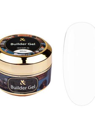 Моделирующий гель для наращивания - f.o.x builder gel white (белый), 15 мл